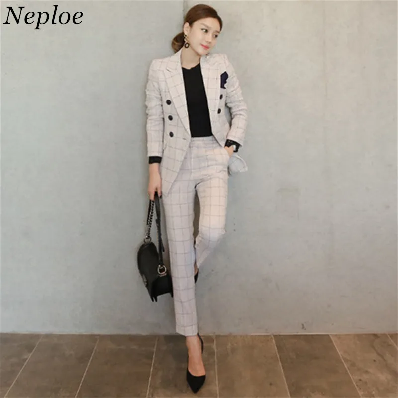 Neploe/модные костюмы Комплект из 2 предметов Клетчатая куртка на одной пуговице