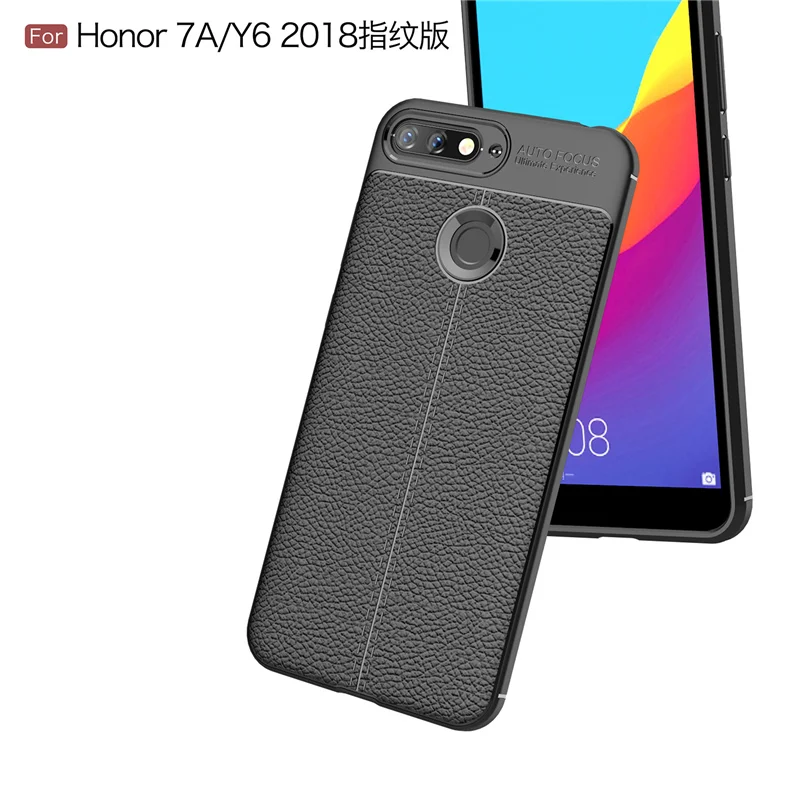 Для Huawei Honor 7A DUA L22 чехол личи стрии Мягкий ТПУ силиконовый накладка из ПУ кожи для