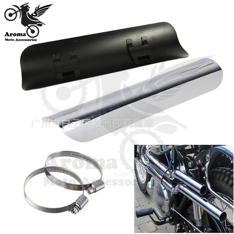 В наличии 2 цвета хромированный выхлопной тепловой экран для скутера мотоцикла
