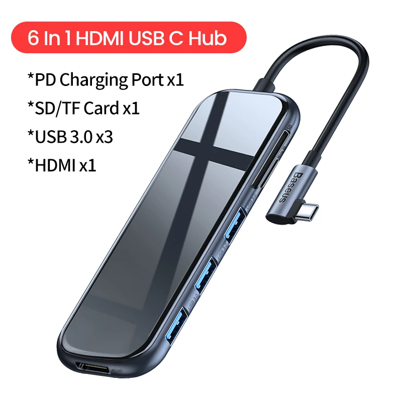 6 In 1 HDMI USBC Hub Baseus USB-C Тип C концентратор HDMI RJ45 Мульти USB 3,0 адаптер для MacBook Pro Air док-станция USB C концентратор с Беспроводной Зарядное устройство для наручных часов iWatch - Цвет: 6 In 1 HDMI USBC Hub