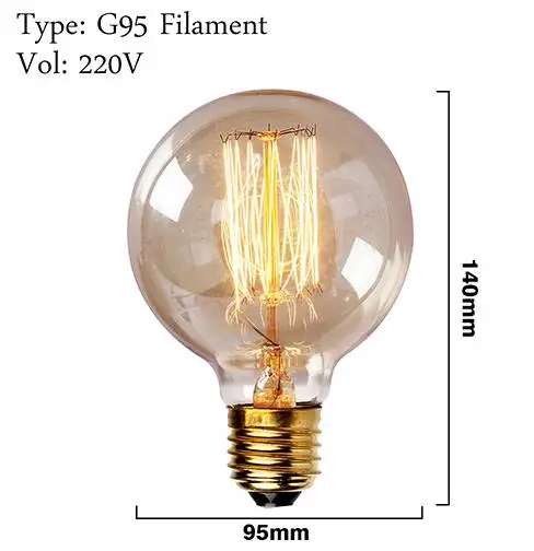 G95 filament Светильник в коробке, винтажные лампочки Эдисона, лампа накаливания, карбоновая лампа в виде белки, ретро светильник Эдисона, подвесной светильник - Цвет: G95 filament