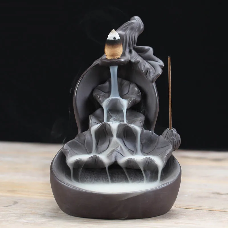 Gourd Lotus Flower Скульптура фарфоровая Тыква лотоса обратного потока курильница Керамическая ароматерапия печь креативная мебель ювелирные изделия курильница - Цвет: Gourd Lotus Flower