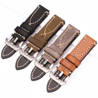 hengrc genuine leather watch band bracelet cowhide men strap fashion women 20 22 24mm belt steel metal pin buckle for pam111