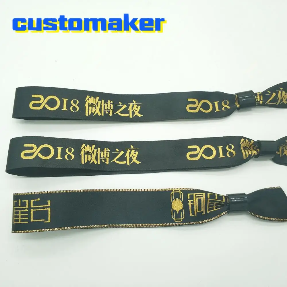 Высококачественный атласный браслет с золотым тиснением индивидуальная лента