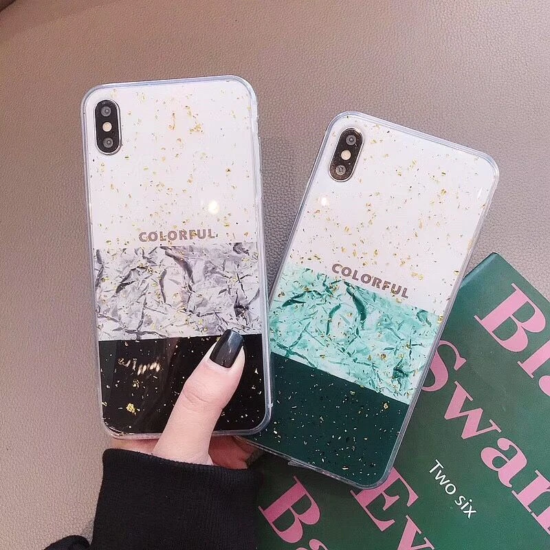 HUANQINGNew Flashpowder gold foil Fall proof For XSMAX 7 Plus 6 S 8 X XRmobile phone shell |