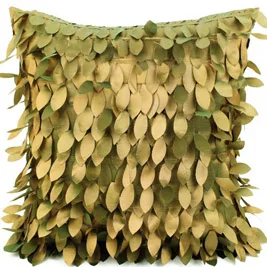 

Чехол для подушки с 3D листьями и вышивкой, ручная работа, наволочка для дивана, украшение для гостиной 42x42 см, искусственная кожа