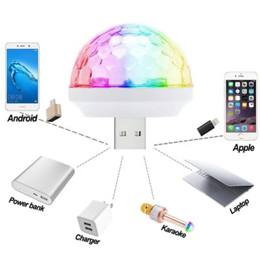 Led USB автомобильный атмосферный свет 5 в RGB мини красочный 4 Вт сценическое