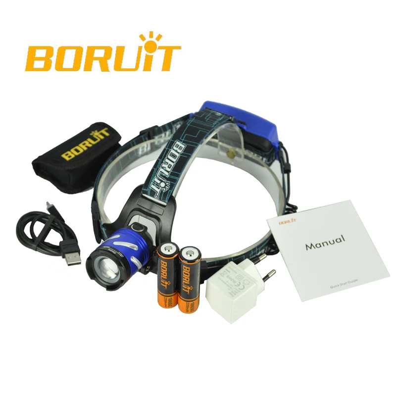 Налобный фонарь BORUiT B9 светодиодный XP-G2 R5 3 режима перезаряжаемый масштабируемый