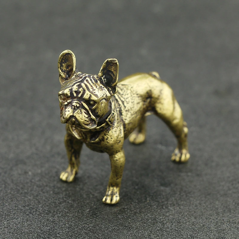 Figurines Dog Ornament Brass Miniature Statue Decoration Bulldog Display Decors Accessories Home Vintage Animal | Дом и сад