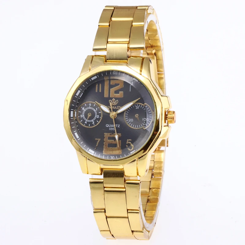 Women Black Relogio Feminino 1 шт. модные роскошные пара кварцевых часов Циферблат часов цифровые женские часы мужские золотые Стальные наручные часы подарок - Цвет: Women Black