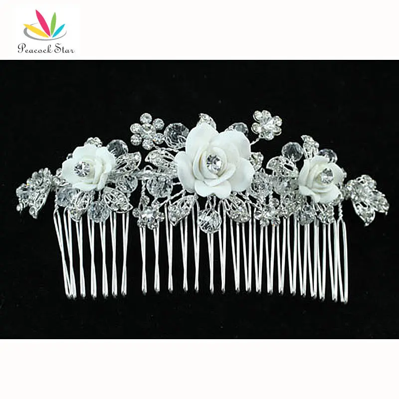 Цветочная расческа для волос с кристаллами подружки невесты свадебной вечеринки