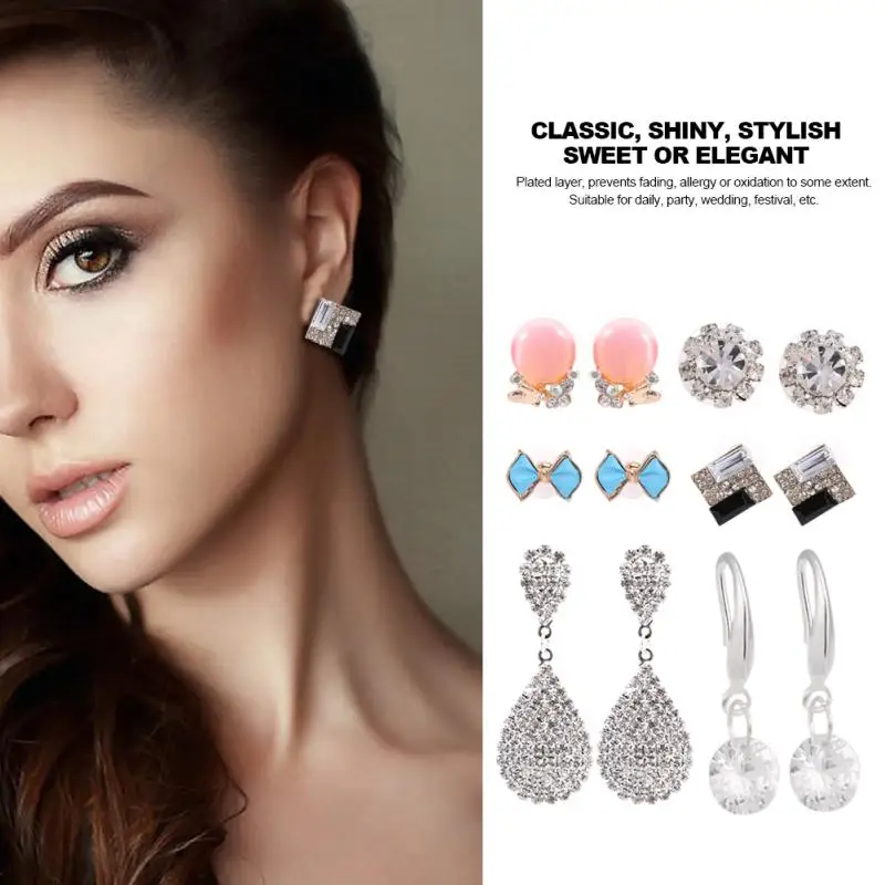 Модные ювелирные изделия женские серьги гвоздики из сплава пусеты с кристаллами