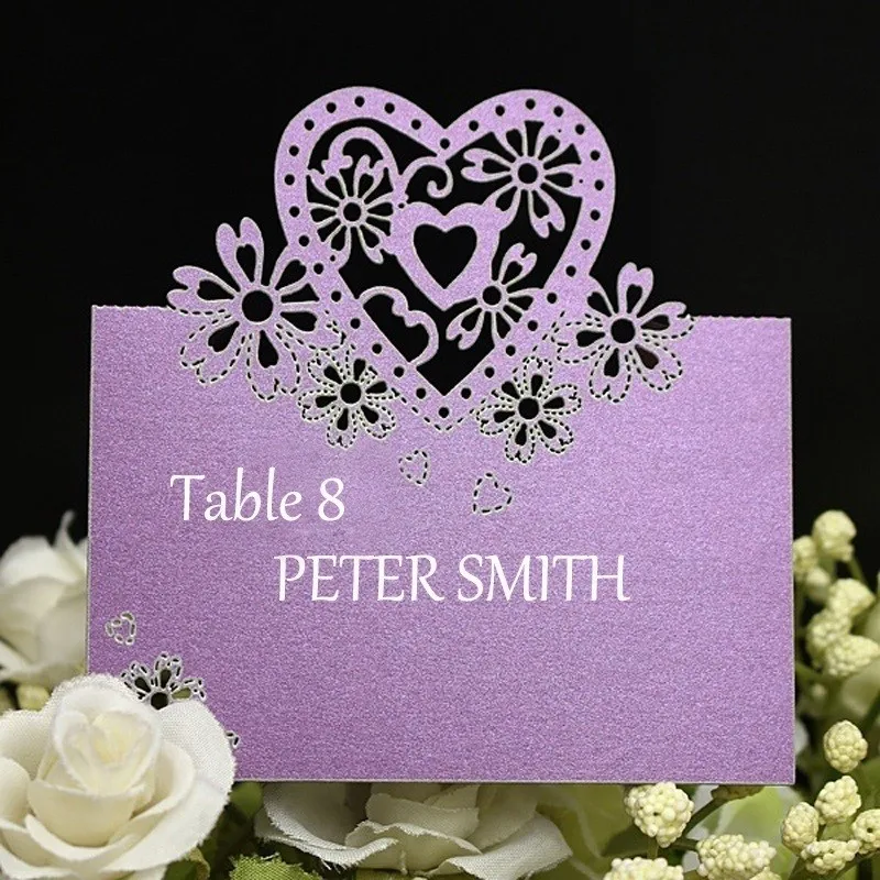 12 шт. настольные карты выбитое сердечко Форма декор для Свадебная вечеринка стол