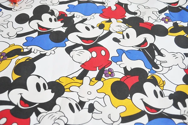 Милый Микки Маус Минни лайкра хлопок Скрапбукинг Лоскутная Ткань Tecidos Para Artesanato DIY