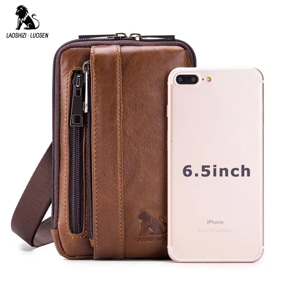 Мужская поясная сумка из натуральной кожи маленькая мессенджер на плечо для