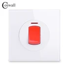 Переключатель Coswall 20А DP с неоновой стеклянной панелью для водонагревателя, настенный Электрический переключатель для кондиционера серии R11