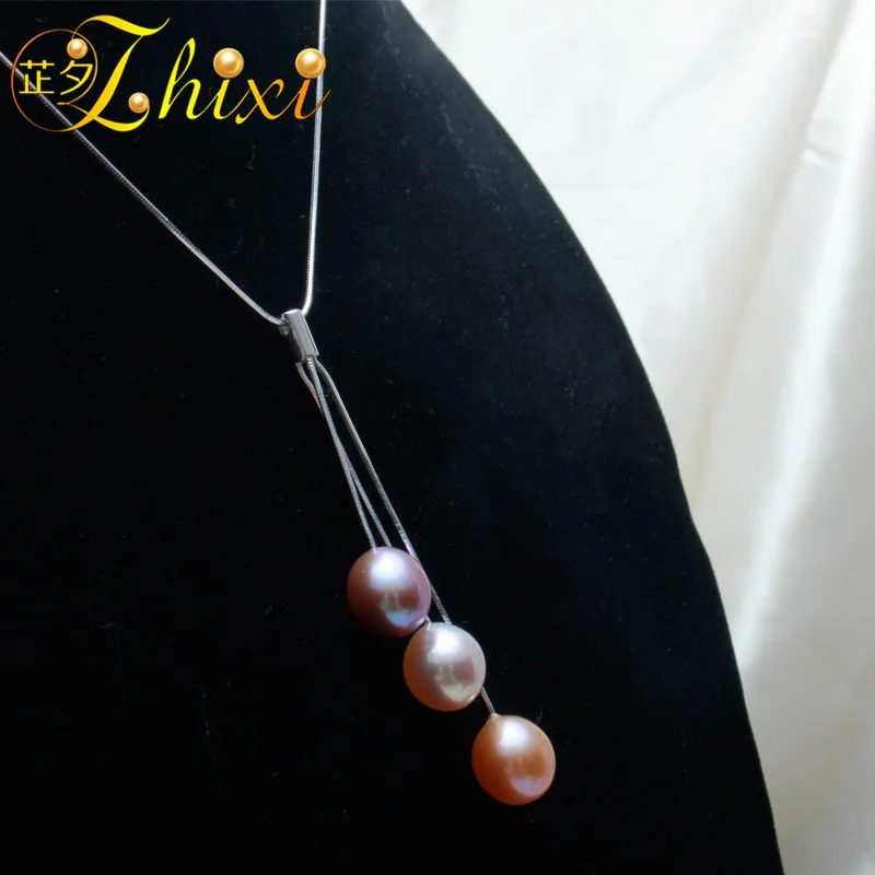 Женское жемчужное ожерелье ZHIXI кулон из стерлингового серебра с натуральным