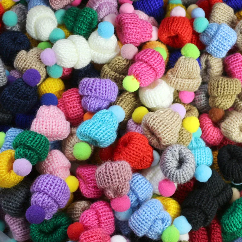 40 шт. шерстяная пряжа вязание мини-шляпы DIY ремесло поставки головной убор одежда куклы игрушки Декор дети Скрапбукинг искусство милые маленькие шапки
