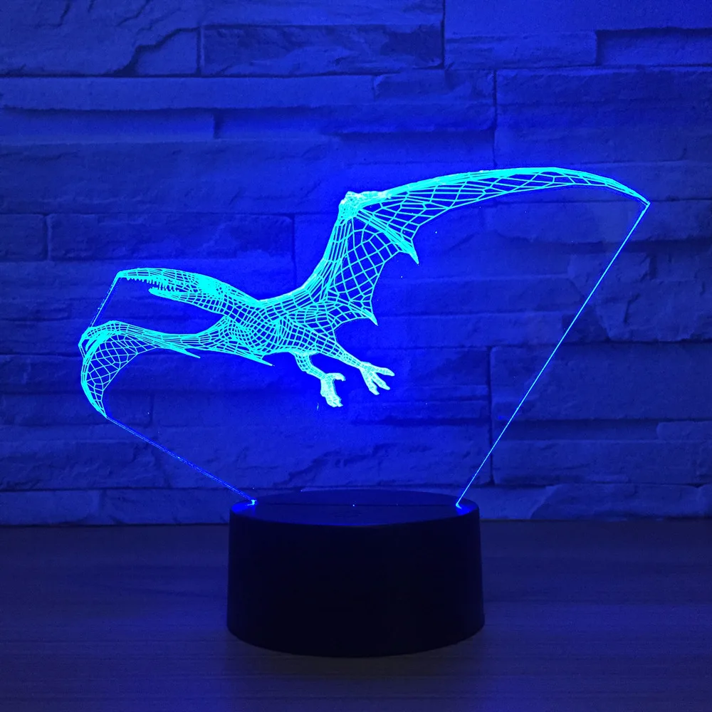 Летающий Динозавр Дракон 3D лампа USB светодиодсветодиодный животное Птерозавр