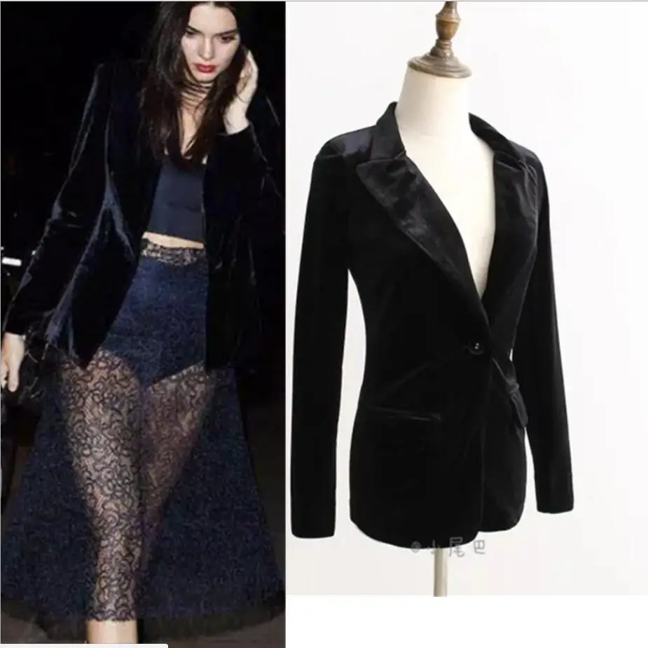 Элегантный женский бархатный блейзер модная офисная Повседневная куртка для