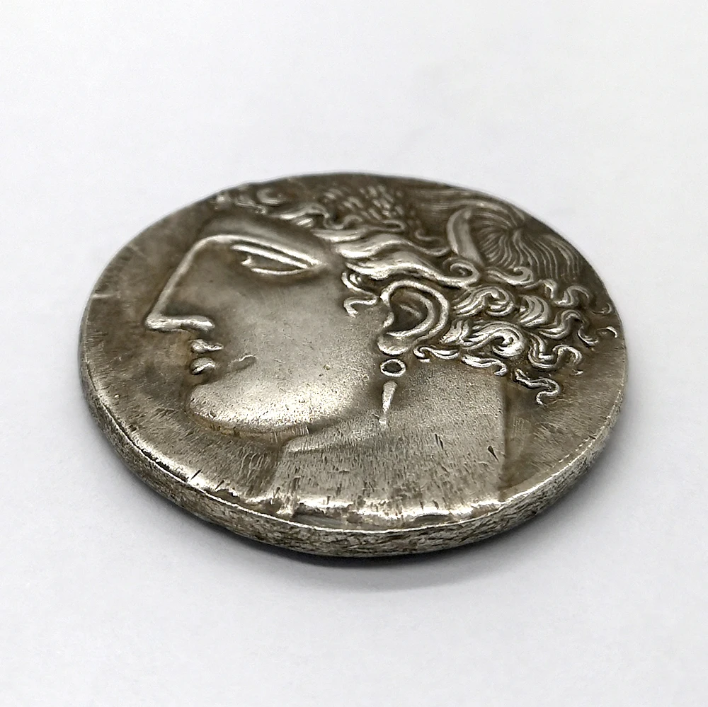Греческая богиня Athena старинная муха лошадь монеты с посеребренным покрытием
