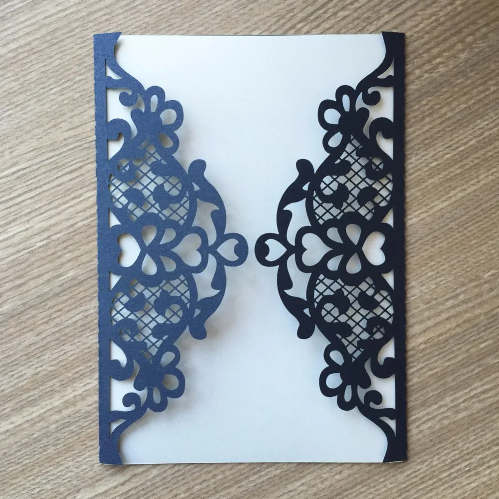 

100pcs Chic Wedding/Event Decoration Supplier Delicated Hollow out Lace Wedding Invitation Card Elegant Wedding Card Invitation