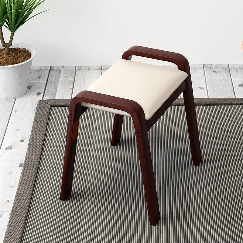 Простой стиль деревянный домашний табурет для отдыха Многофункциональный PU