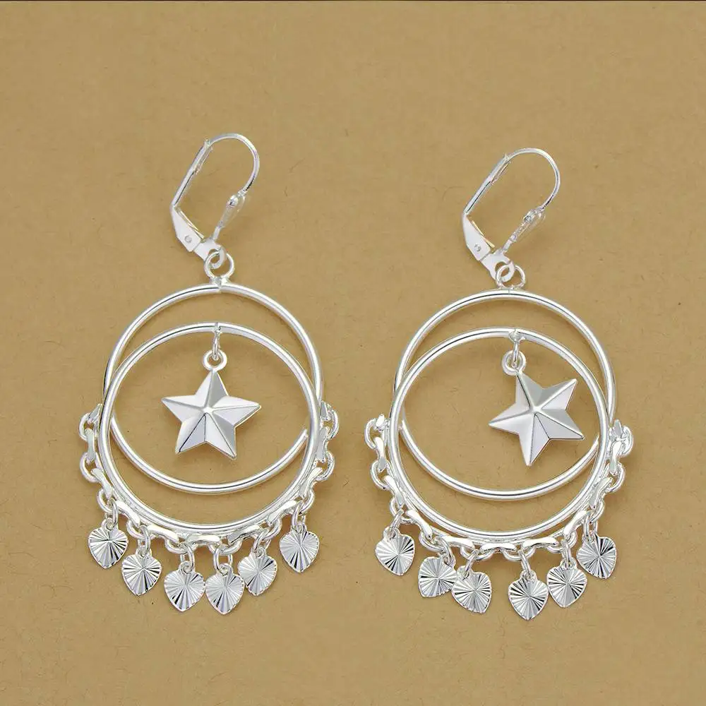 Медаль с пятью звездами серебряные серьги высокого качества для женщин модные