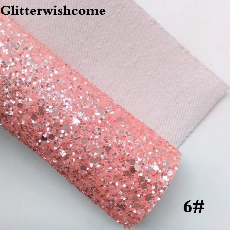Glitterwishcome 21X29 см A4 размер винил для луков Кристалл Толстый блеск кожа ткань винил для луков, GM128A - Color: 6