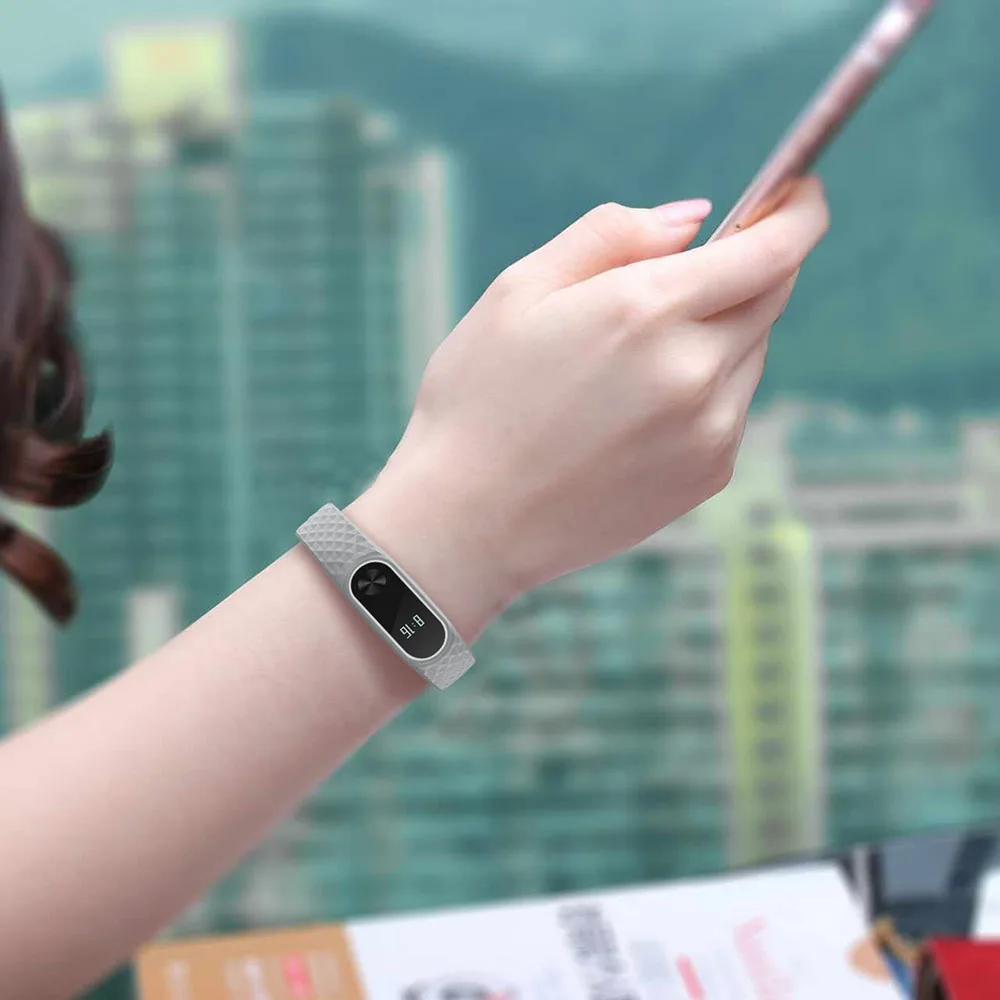 Браслет на запястье для Xiaomi Mi, 2 двухцветные сменные браслеты, Алмазный силиконовый ремешок, анти-потеря, термополиуретановый ремешок, умные аксессуары