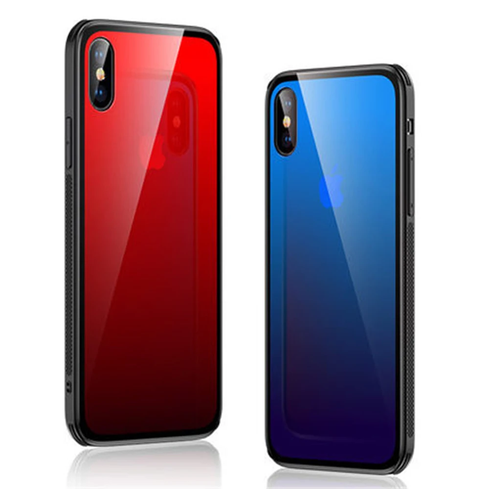 Закаленное стекло HD Градиент Жесткий Чехол для Iphone X 8 7 6 S Plus XR XS максимальный