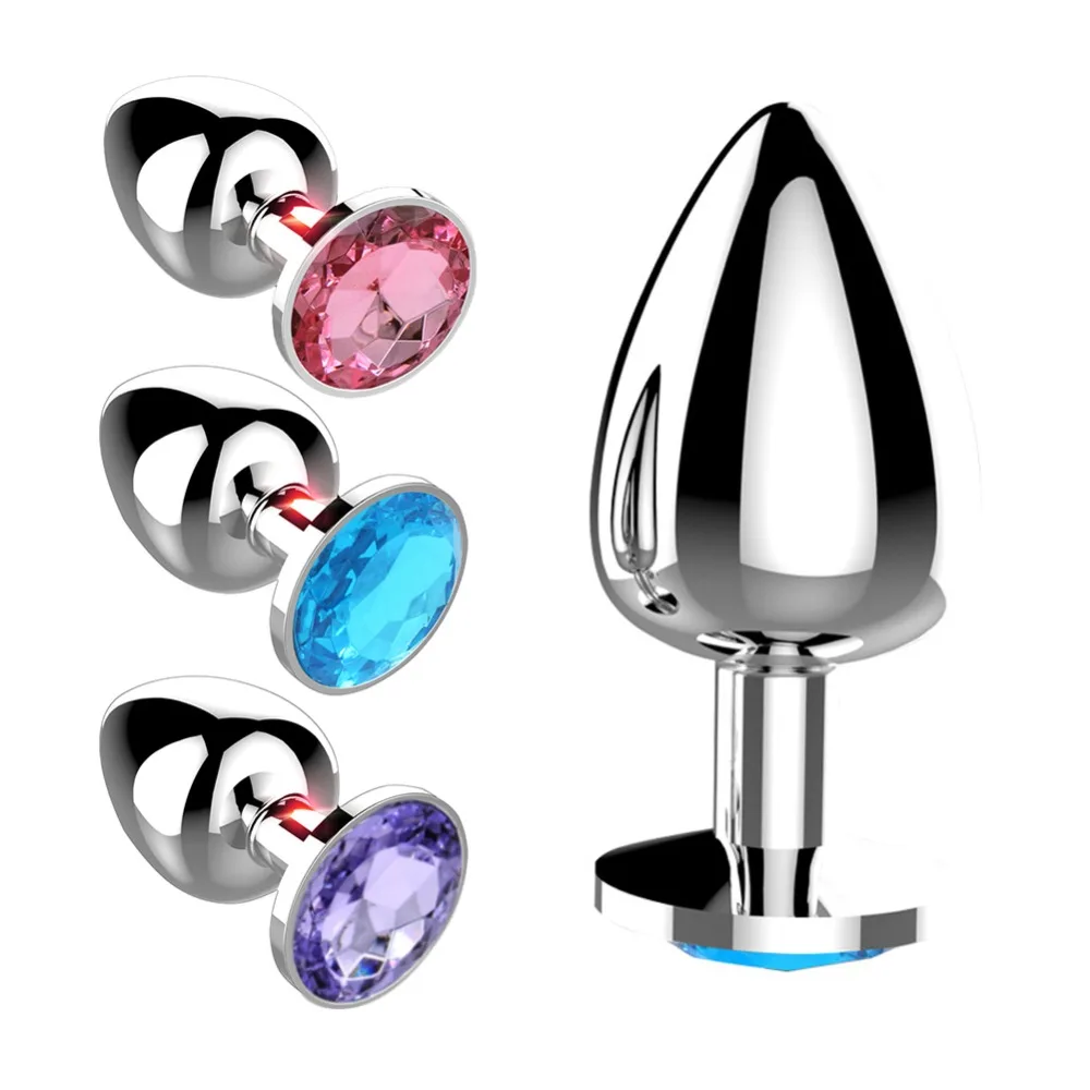 3 размера гладкий на ощупь металлическая Анальная пробка с кристаллами ювелирные