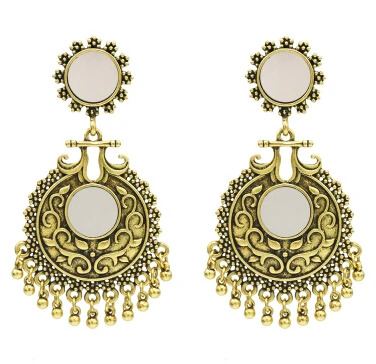 Gold Афган Винтаж Серебряный оксидированный металл серьги jhumka для женщин Бохо уникальные индийские Африканские Этнические вечерние ювелирные изделия кисточкой Pendientes - Окраска металла: Gold