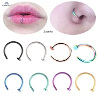 2pcs 18g pin labret lip ring moon clip fake nose ring septum surgical steel nose piercing tragus helix cuff earrings ear jewelry