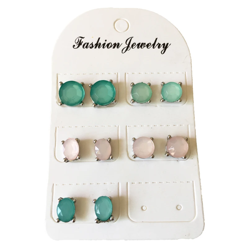 Vintage Geometric Stud Earrings Set For Women Girls 2019 Fashion Bead Stone Flower Small Boucle d'oreille Femme Gifts | Украшения и