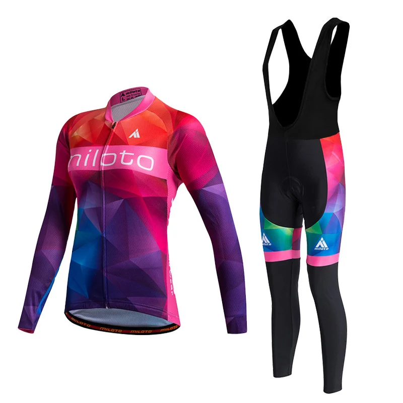 MILOTO 2018 Для женщин Vélo наборы с длинным рукавом Джерси Pro Team Велосипедная форма