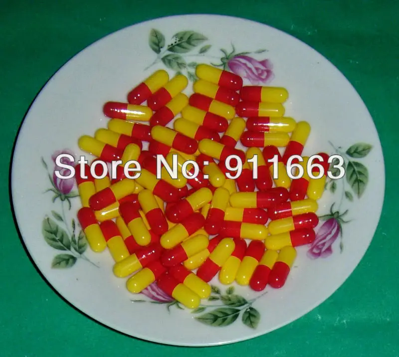 

200pcs 1# red/yellow colored capsules, empty gelatin capsules sizes 1,(joined or seperated capsule available!)