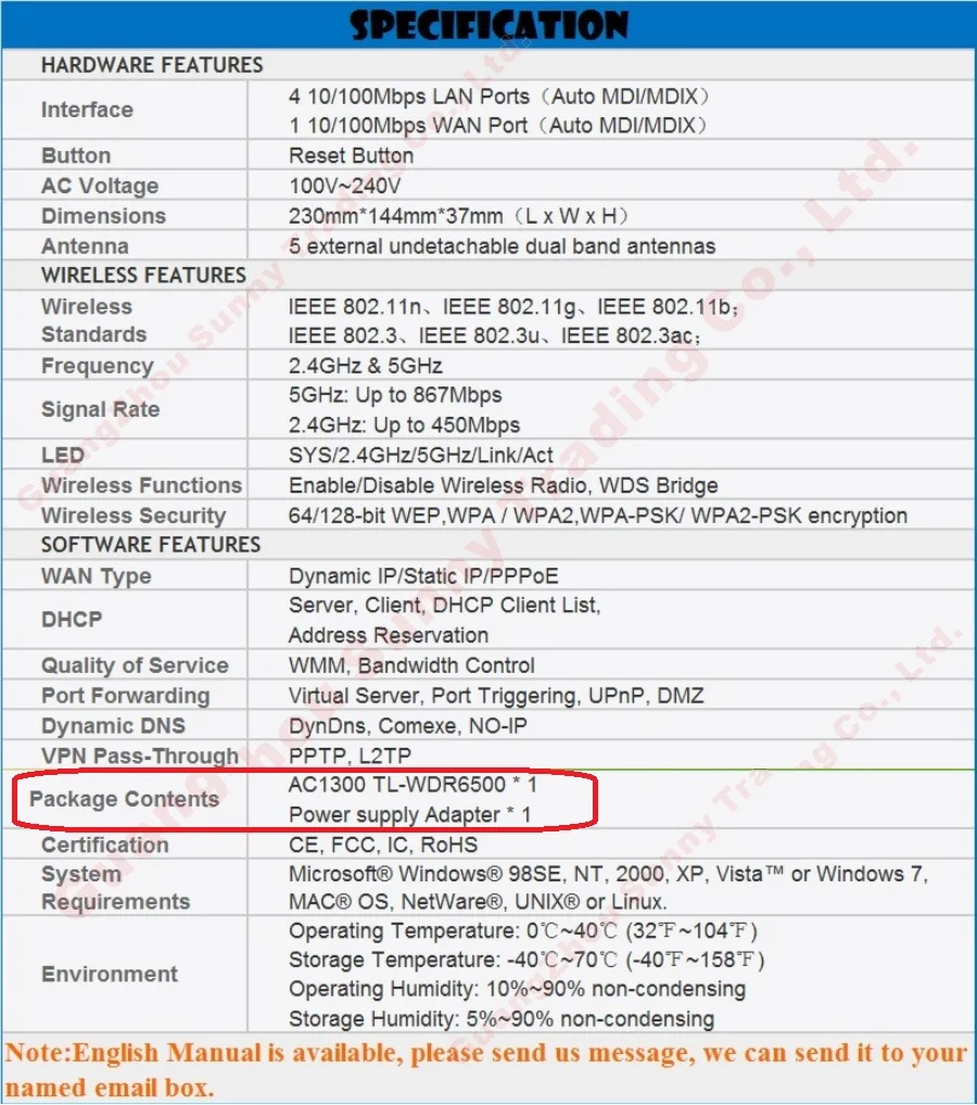 Подбородок-прошивка 5*100 Мбит порты TP-LINK AC1300 Беспроводной Dual Band 2,4+ 5G Wi-Fi роутер 5 антенны 11AC Беспроводной роутер AP WDS, без коробки