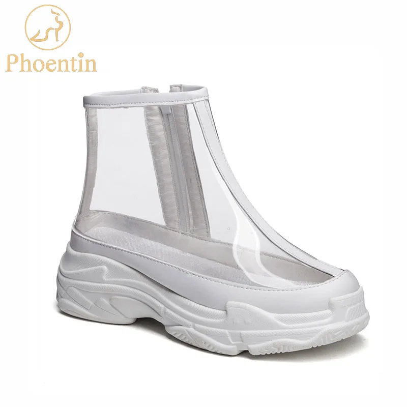 white without socks Прозрачные ботинки; пикантные женские кроссовки из ПВХ на молнии; коллекция года; Модные женские кроссовки; водонепроницаемые женские кроссовки; PH139 - Цвет: white without socks