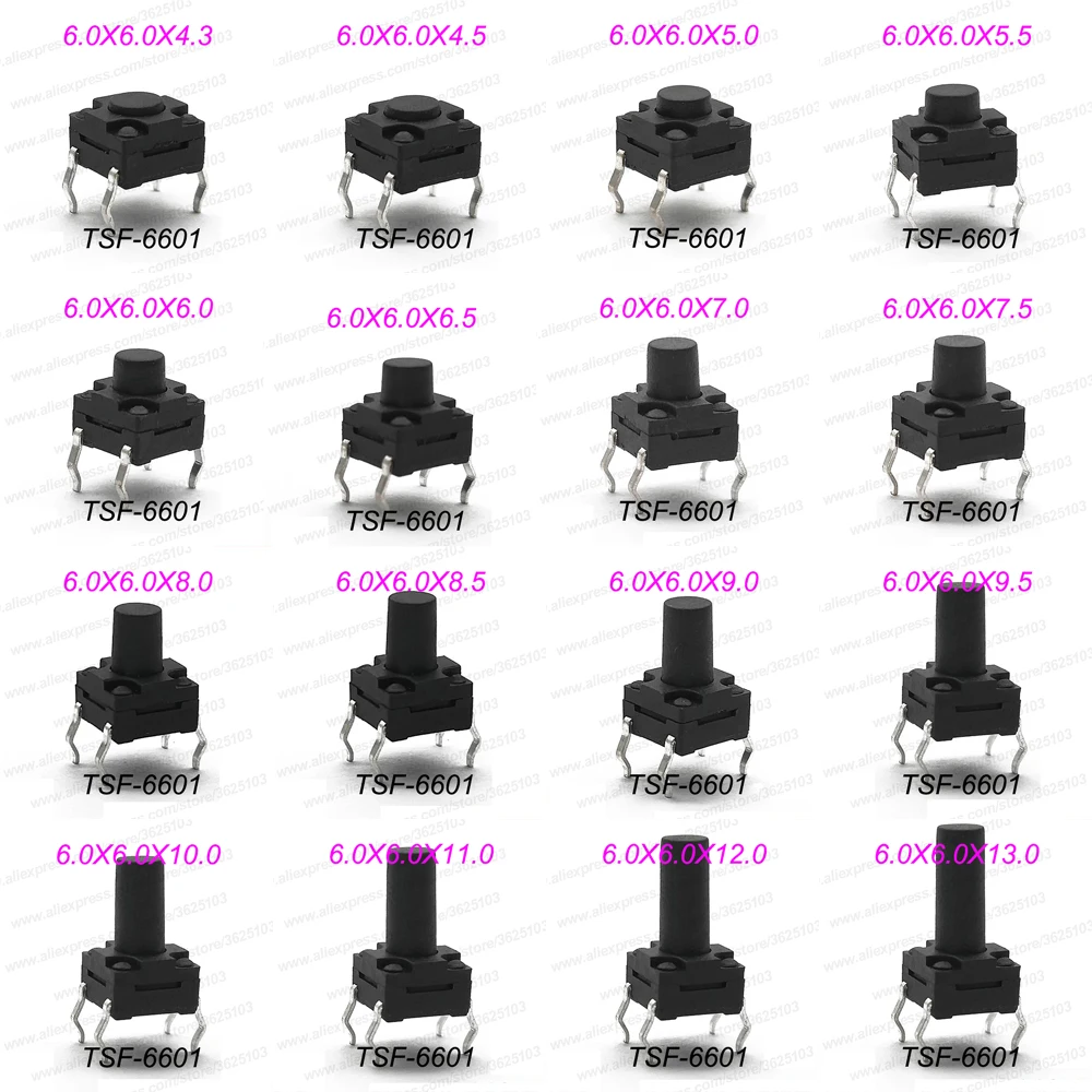 500 шт./лот водонепроницаемый 4PIN DIP 6x6x4 3/4 5/5/5.5/6/6.5/7/7.5/8/8.5/9/9. Тактильный кнопочный