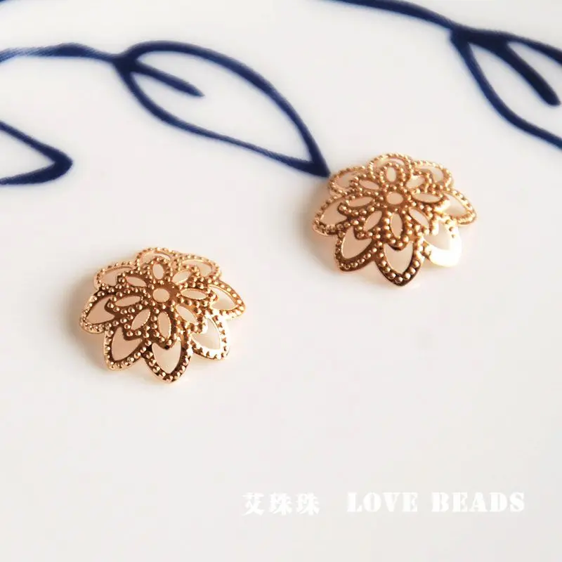 

wholesale 4 pcs/lot golden gold plated beads caps jewelry making DIY for women