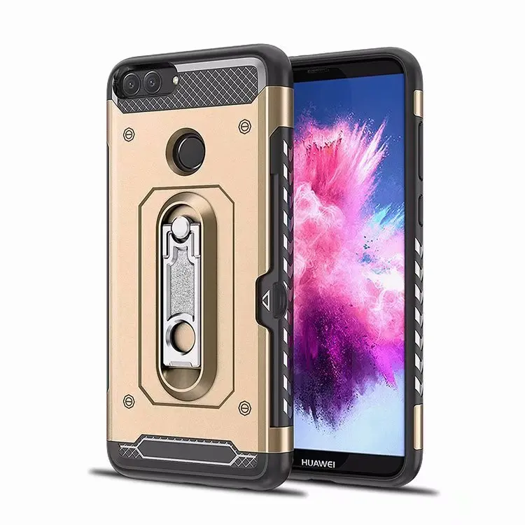 Gold Чехол для huawei P Smart Cover, противоударный чехол с подставкой и отделением для карт, мягкий чехол для huawei P Smart, FIG-LX1, LX2, чехол kimTHmall - Цвет: Gold