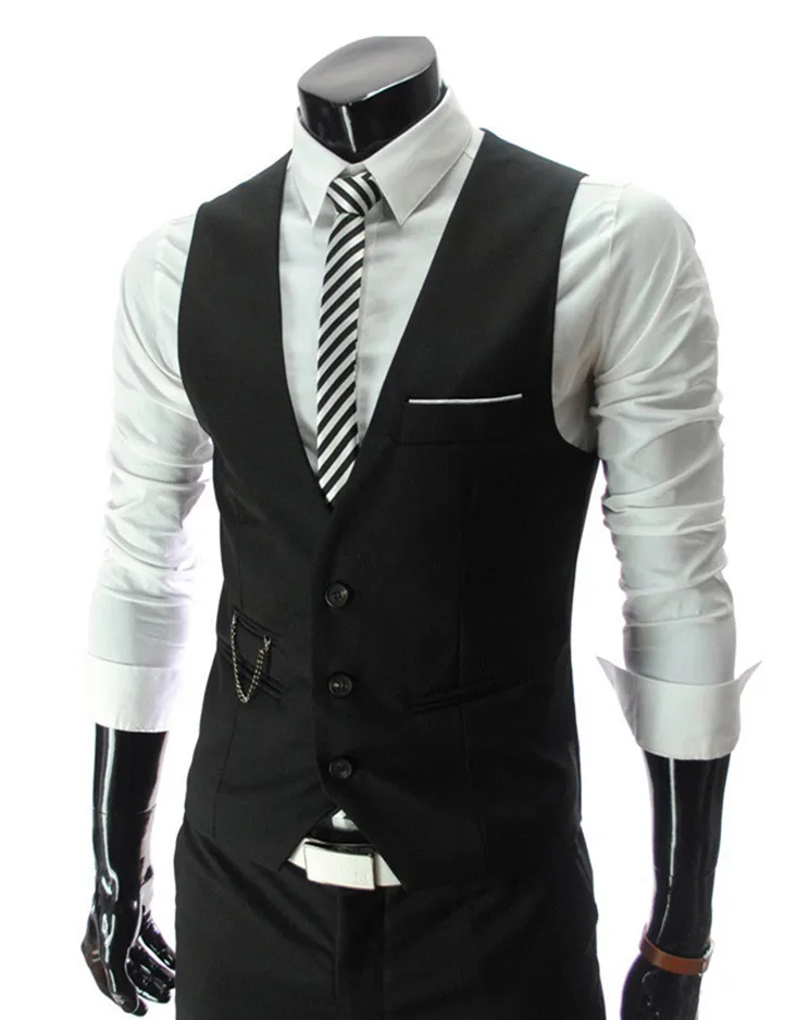 Новинка 2017 Мужская одежда деловые блейзеры жилеты без рукавов приталенные