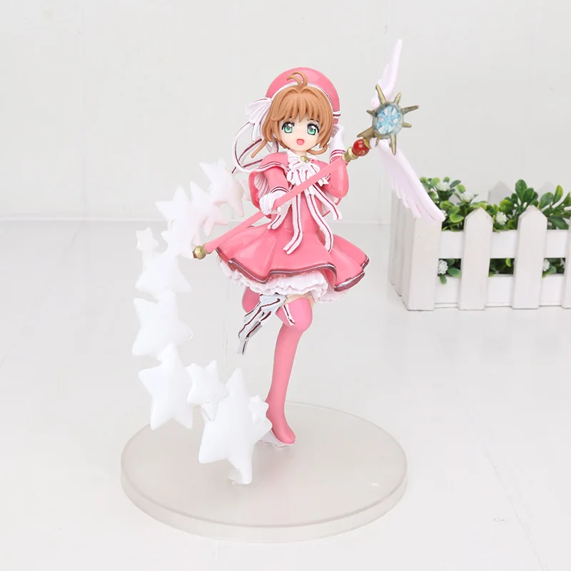 white star opp bag 16 см-22 см аниме карточка Captor Sakura фигурка игрушка прозрачная карточка EXQ Kinomoto Сакура с боевой волшебной палочкой фигурка ПВХ модель игрушки - Цвет: white star opp bag