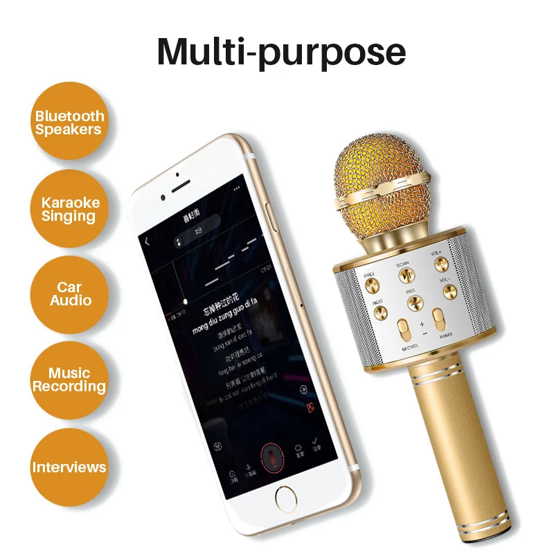 Портативный беспроводной караоке-микрофон Bluetooth телефонный проигрыватель