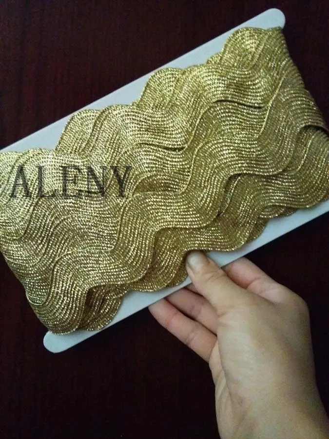 1 ярдов/партия металлические блестящие ленты Ric Rac Zig Zag 25 мм широкие кружевные нити