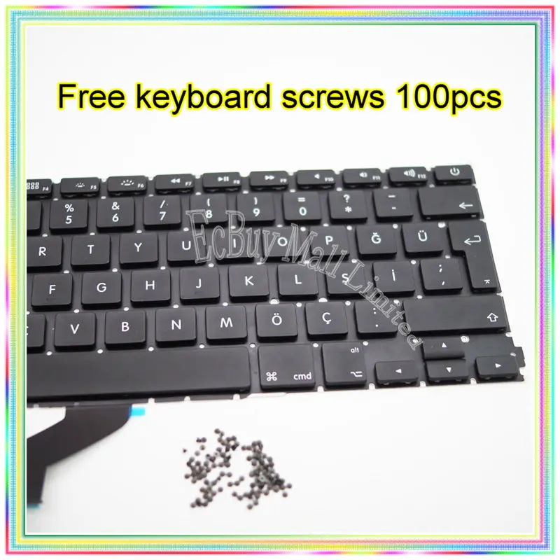 Brand new TR Turkey Turkish Keyboard without Backlight for Macbook Retina 13.3&quot A1425 2012 Year | Replacement Keyboards