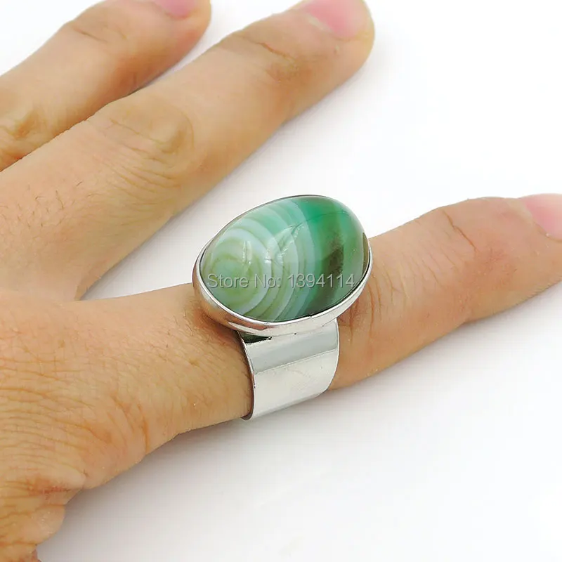 Разноцветные овальные бусины в полоску Agat e регулируемые кольца клиновидный