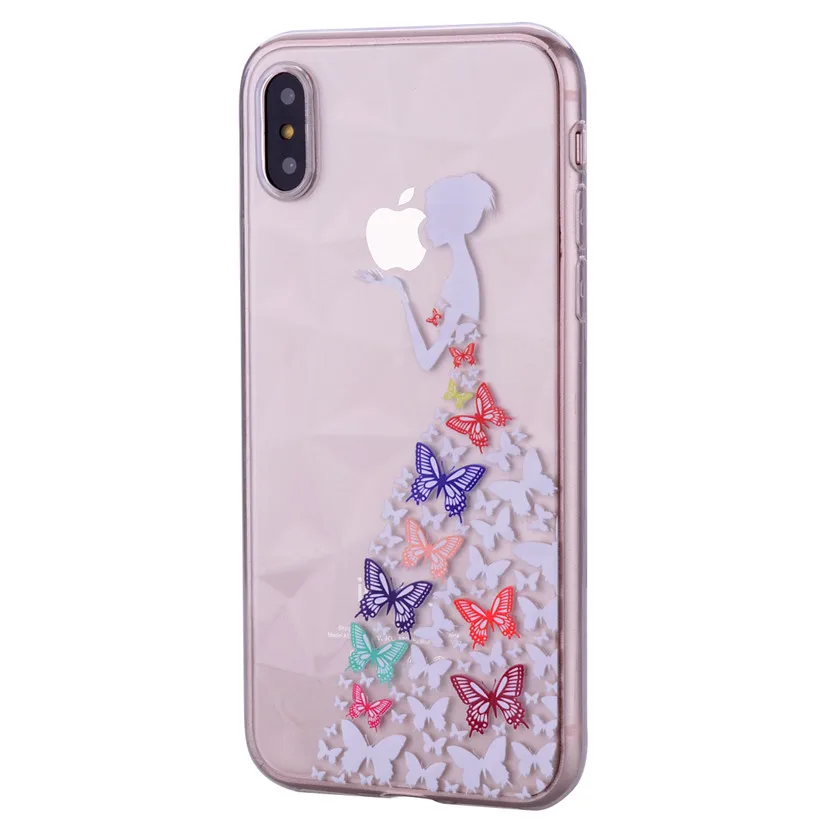 HEMASOLY Case For iPhone XR XS Transparent Max Silicone Ultra Thin Diamond Rhombus Pattern Cover |