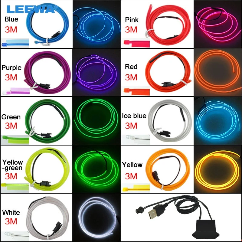 Инвертор питания FEELDO 20 комплектов 12 В USB 3 м 9 цветов для автомобиля гибкое литье